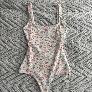 Windsor Floral Print Body Suit with Pink and Blue Accents